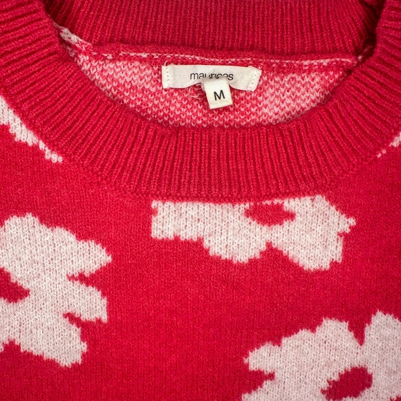 Maurices Red and Pink Floral Sweater - Picture 2 of 3